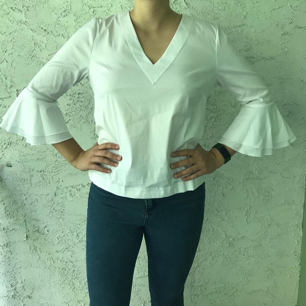 White v-neck blouse
